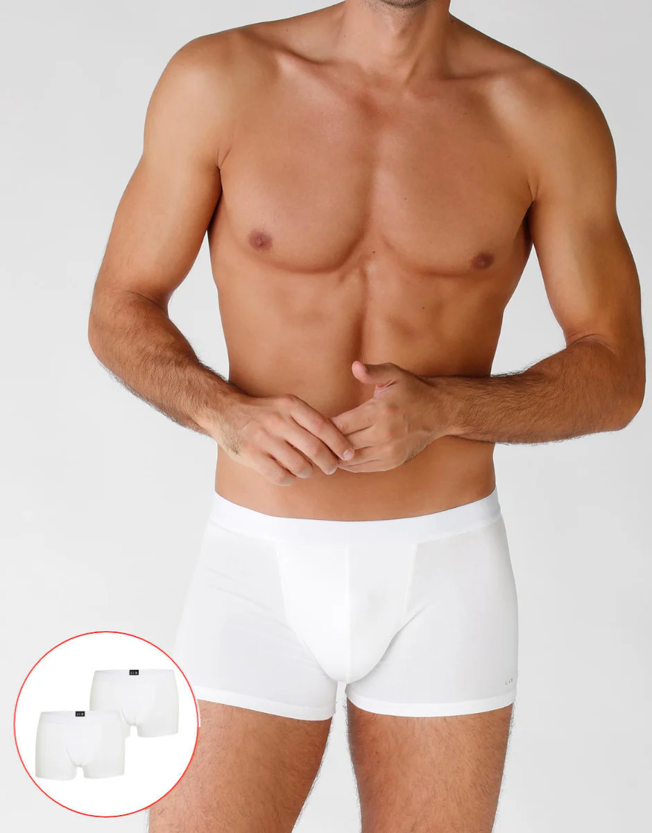 Bipack boxer in cotone elasticizzato, bianco