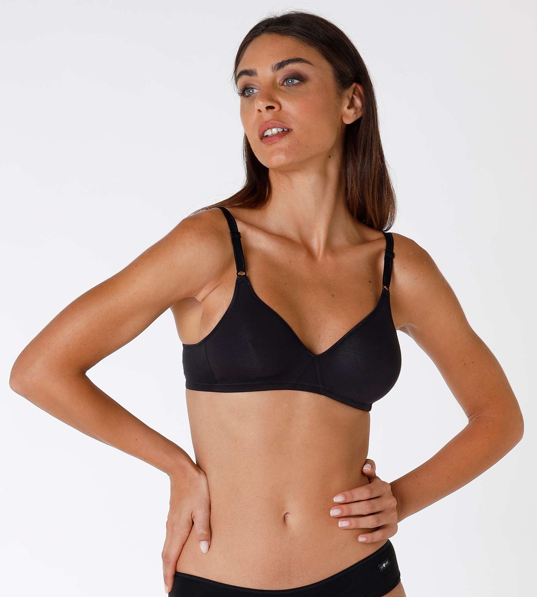Bipack reggiseni senza ferretto Cotton Line in cotone, nero - Image 3