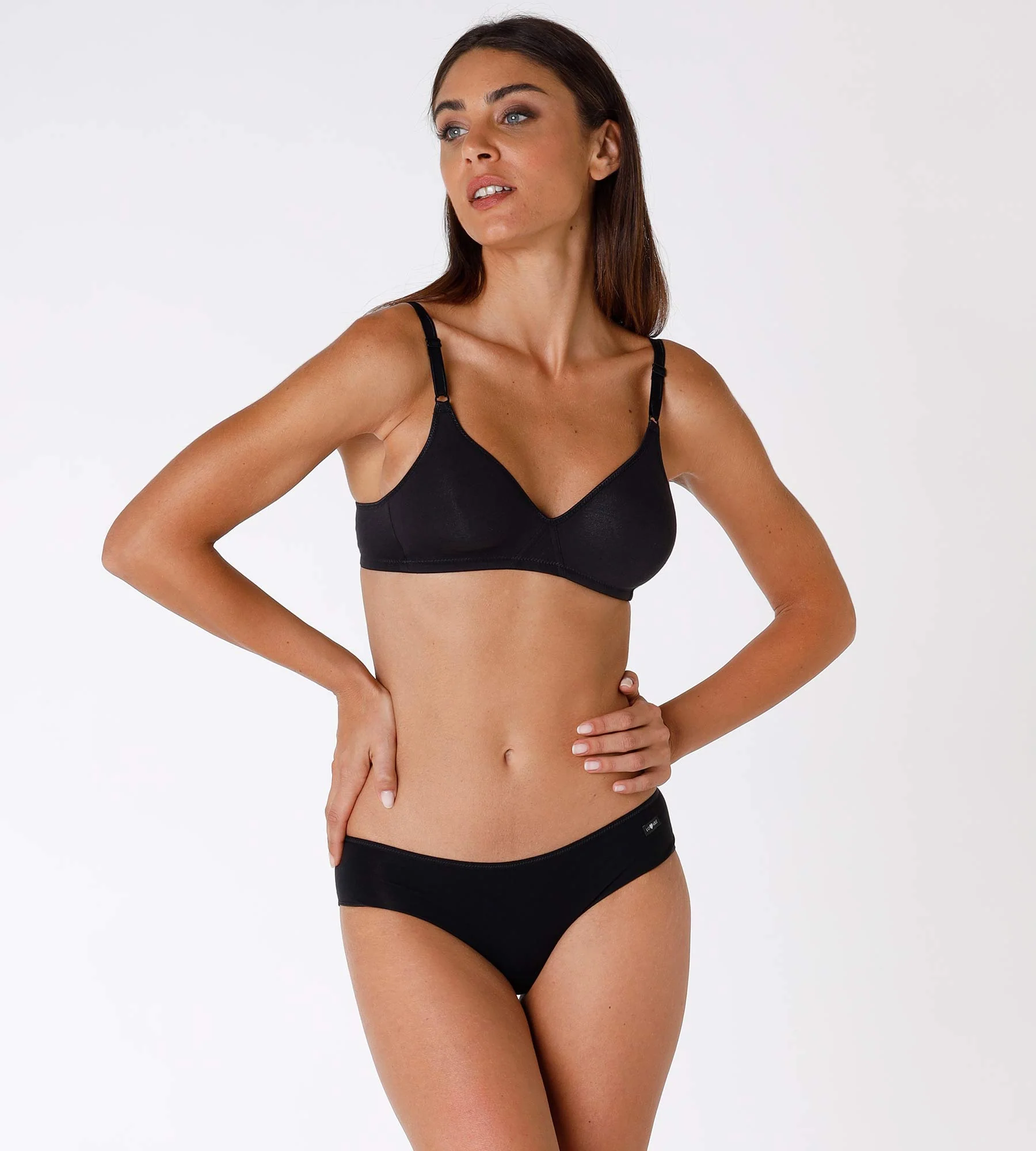 Bipack reggiseni senza ferretto Cotton Line in cotone, nero - Image 4