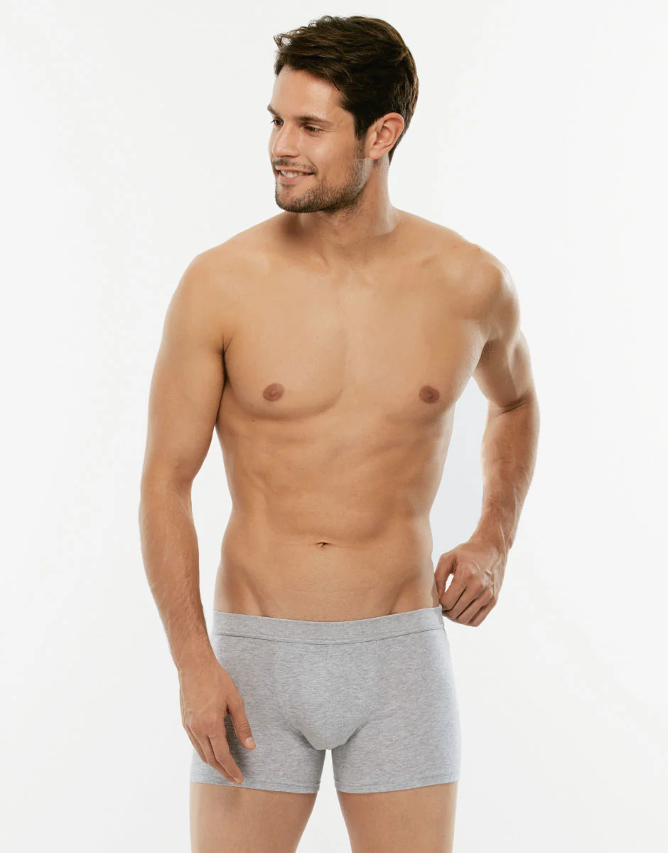 BIPACK - Short boxer Cotton Stretch grigio melange in cotone elasticizzato X2