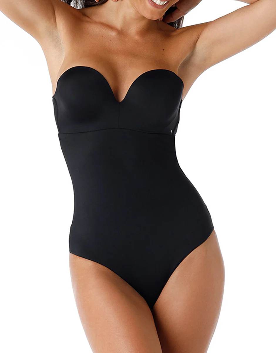 Body strapless in microfibra, nero - Image 5