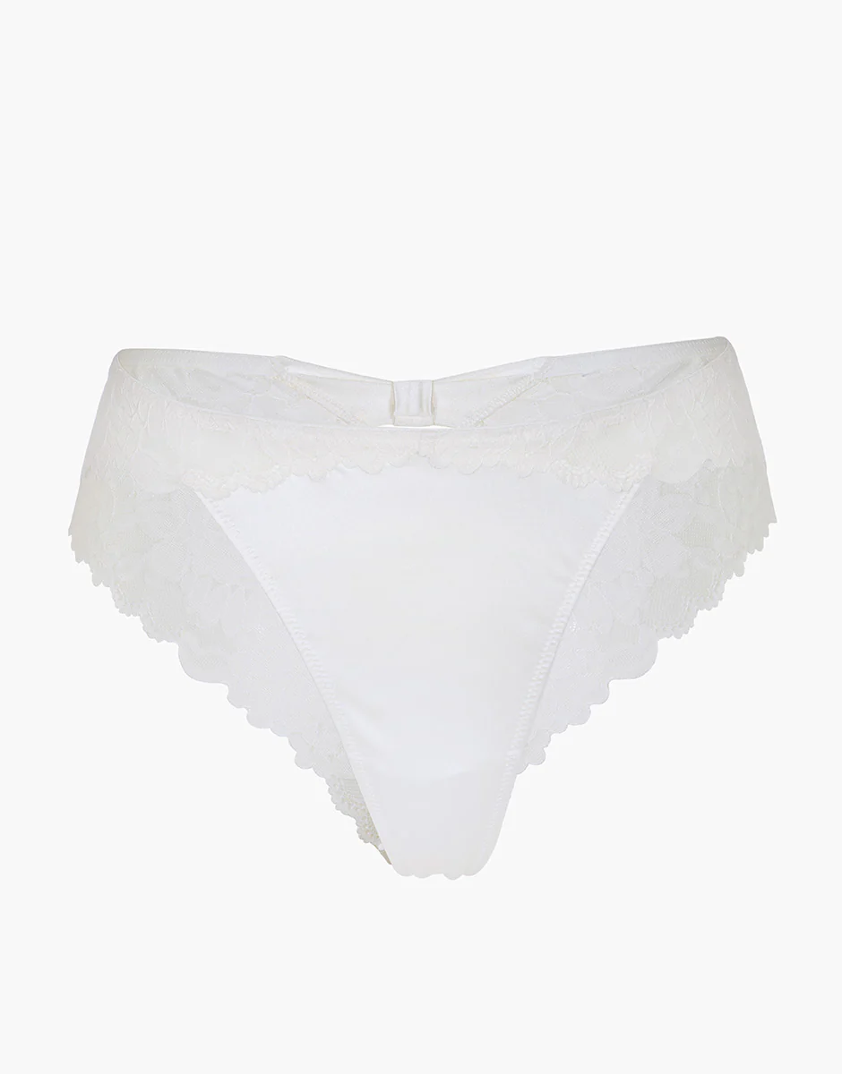 Brasiliano Beautiful Lace in pizzo e microfibra satinata, bianco latte - Image 6