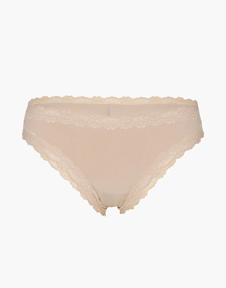 Brasiliano Lacy Micro in microfibra con pizzo, nudo chiaro - Image 6