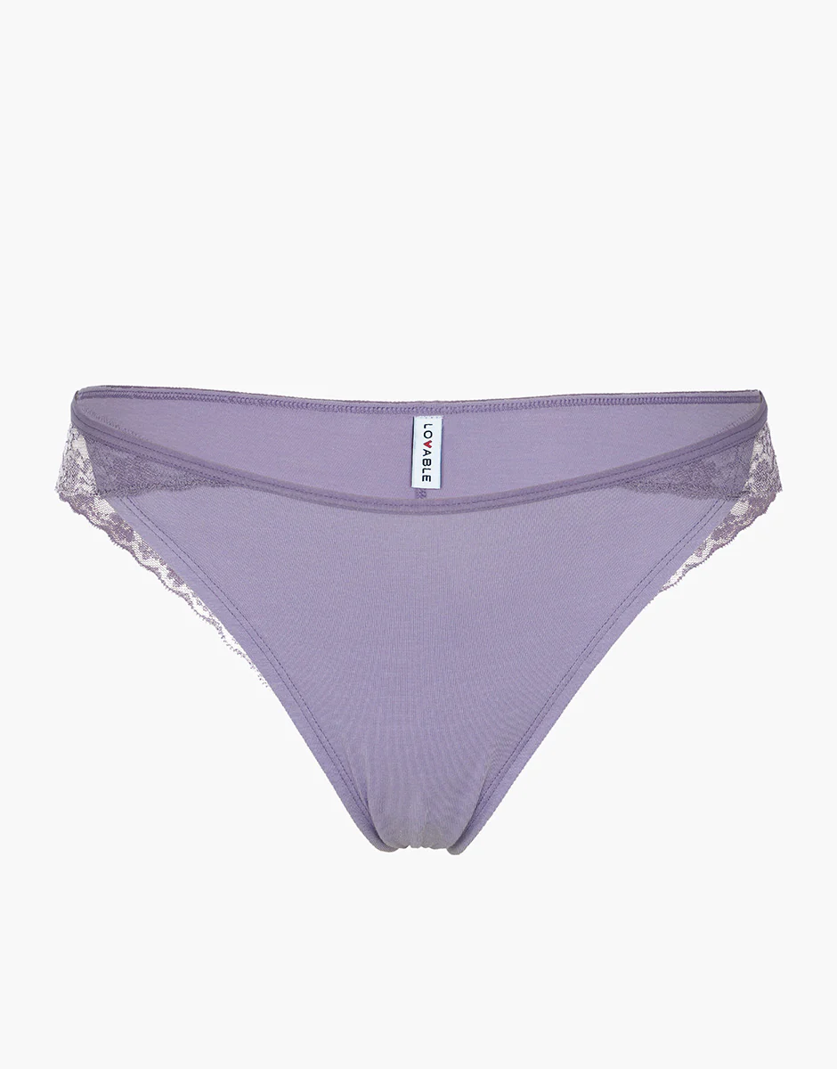 Brasiliano Table Panties in cotone e pizzo, violetto - Image 3