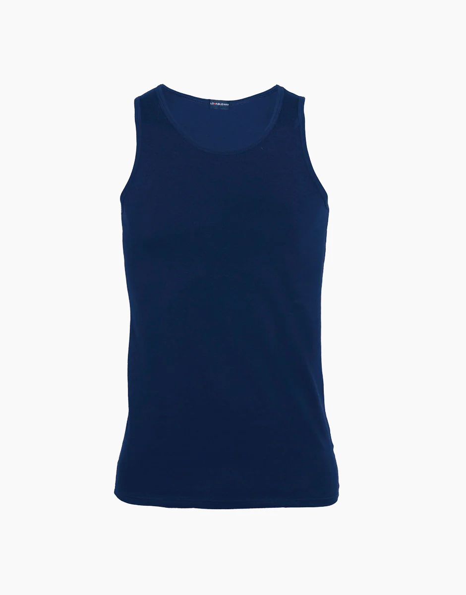 Canotta Cotton Stretch in cotone elasticizzato, blu - Image 3
