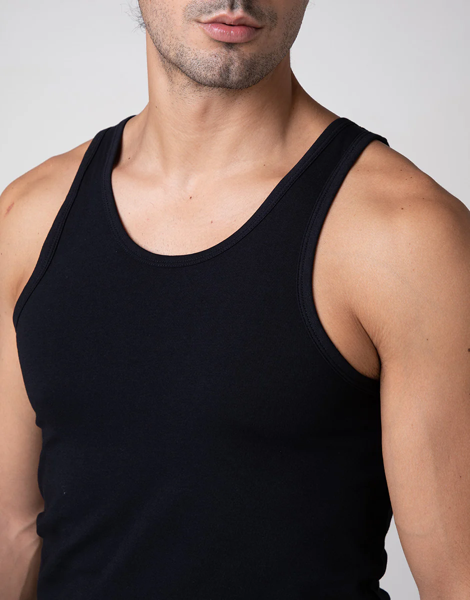 Canotta girocollo Cool Sensation in Stretch Cotton, nero - Image 3