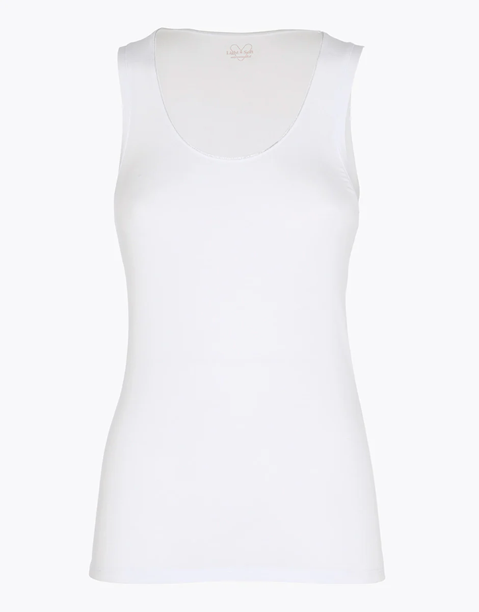 Canotta Scollo Tondo Micromodal con dettaglio lurex, bianco - Image 4
