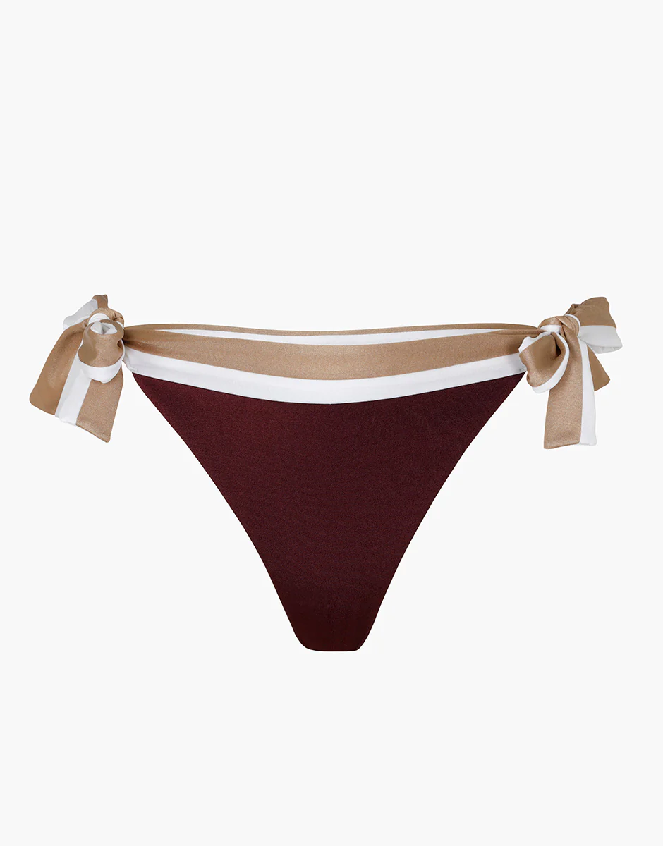 Costume Brasiliano con Fiocchi Shiny Colour Block, vinaccia bianco bronzo - Image 5
