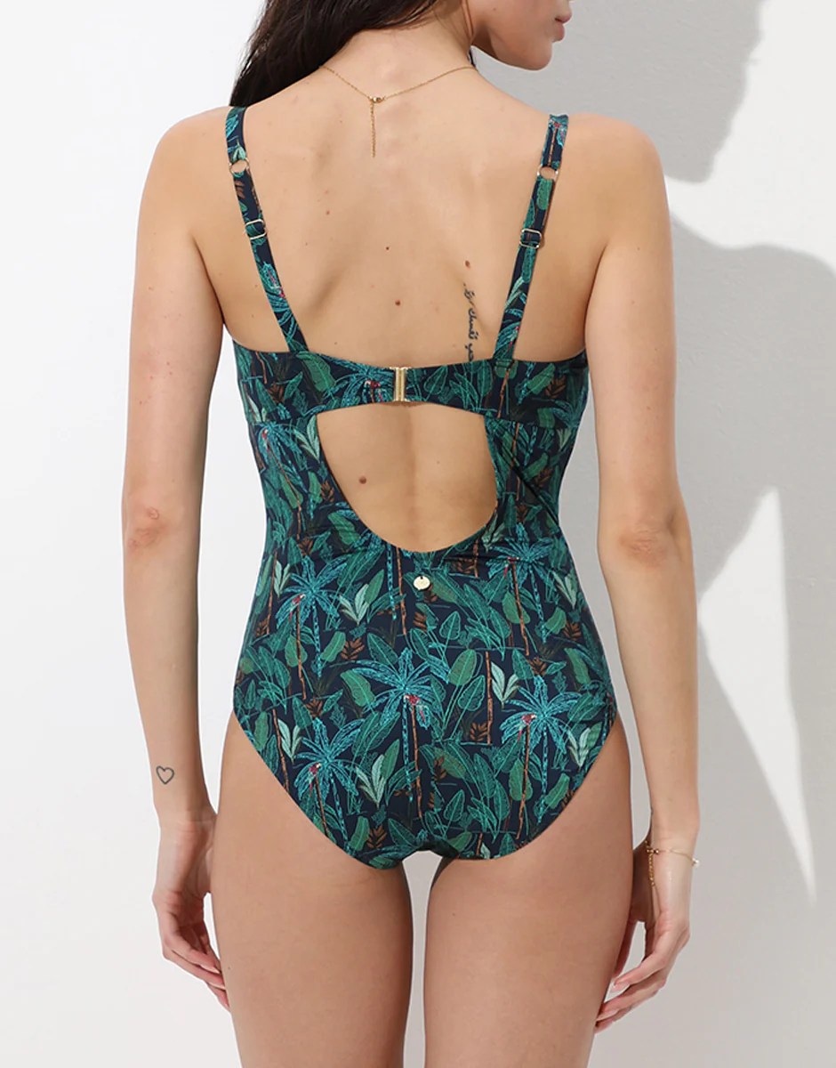 Costume Intero senza Ferretto Imbottito Contemporary Printed Micro, stampa foresta tropicale - Image 3