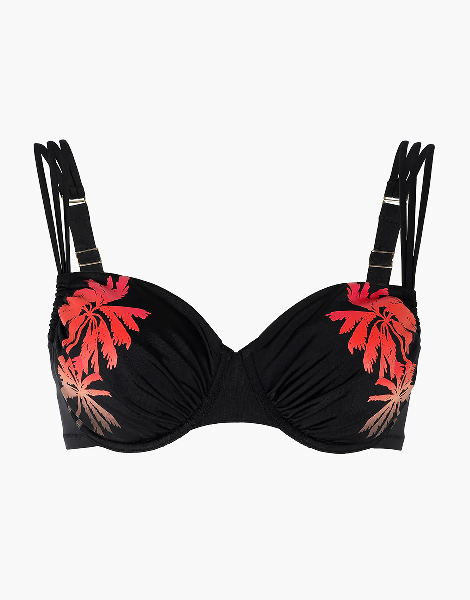 Costume Reggiseno con Ferretto Printed Shaping Micro, nero stampa palma - Image 6