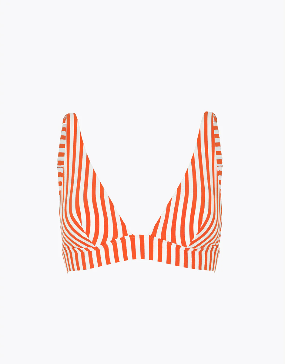 Costume Reggiseno Triangolo senza Ferretto Resort Wavy Micro, righe arancio pesca e avorio - Image 6