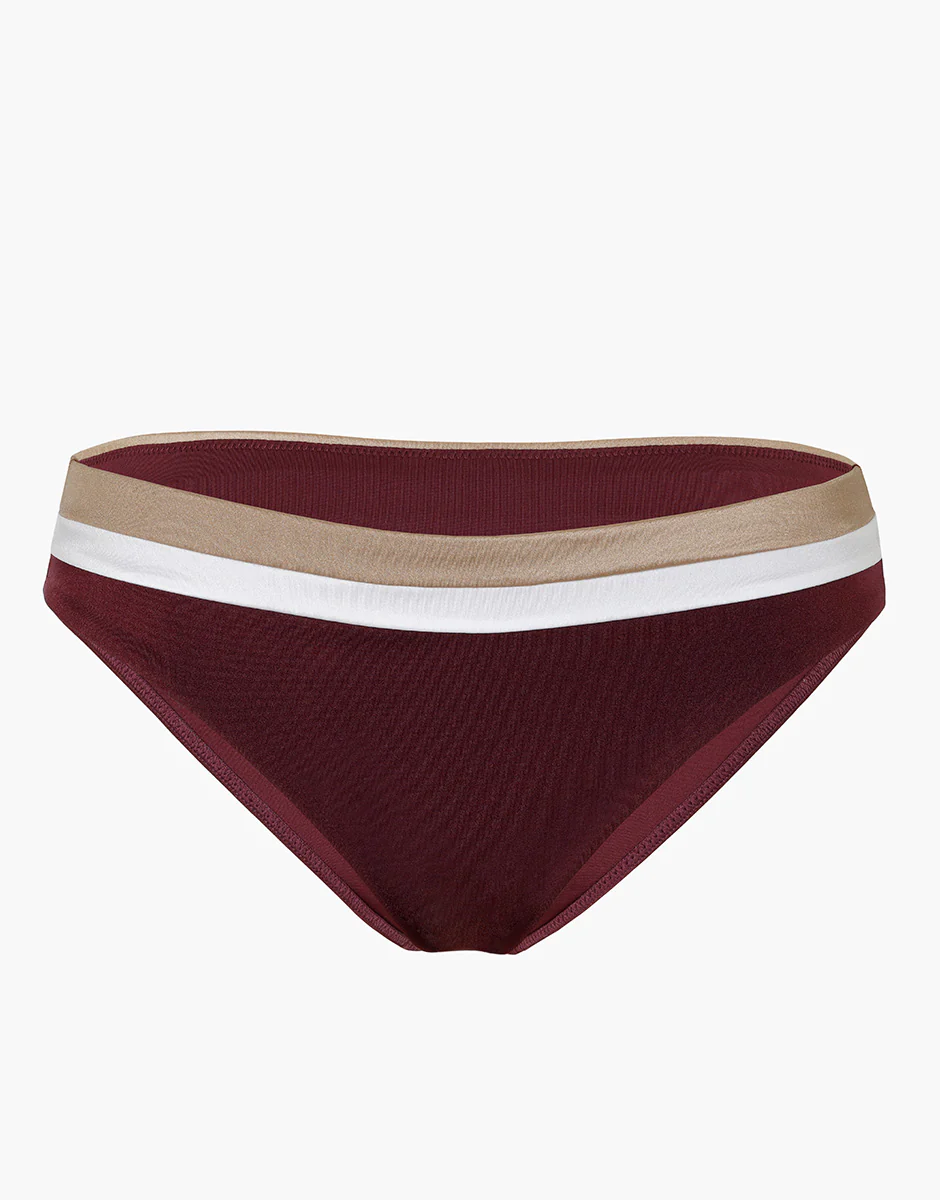 Costume Slip Midi Shiny Colour Block, vinaccia bianco bronzo - Image 5