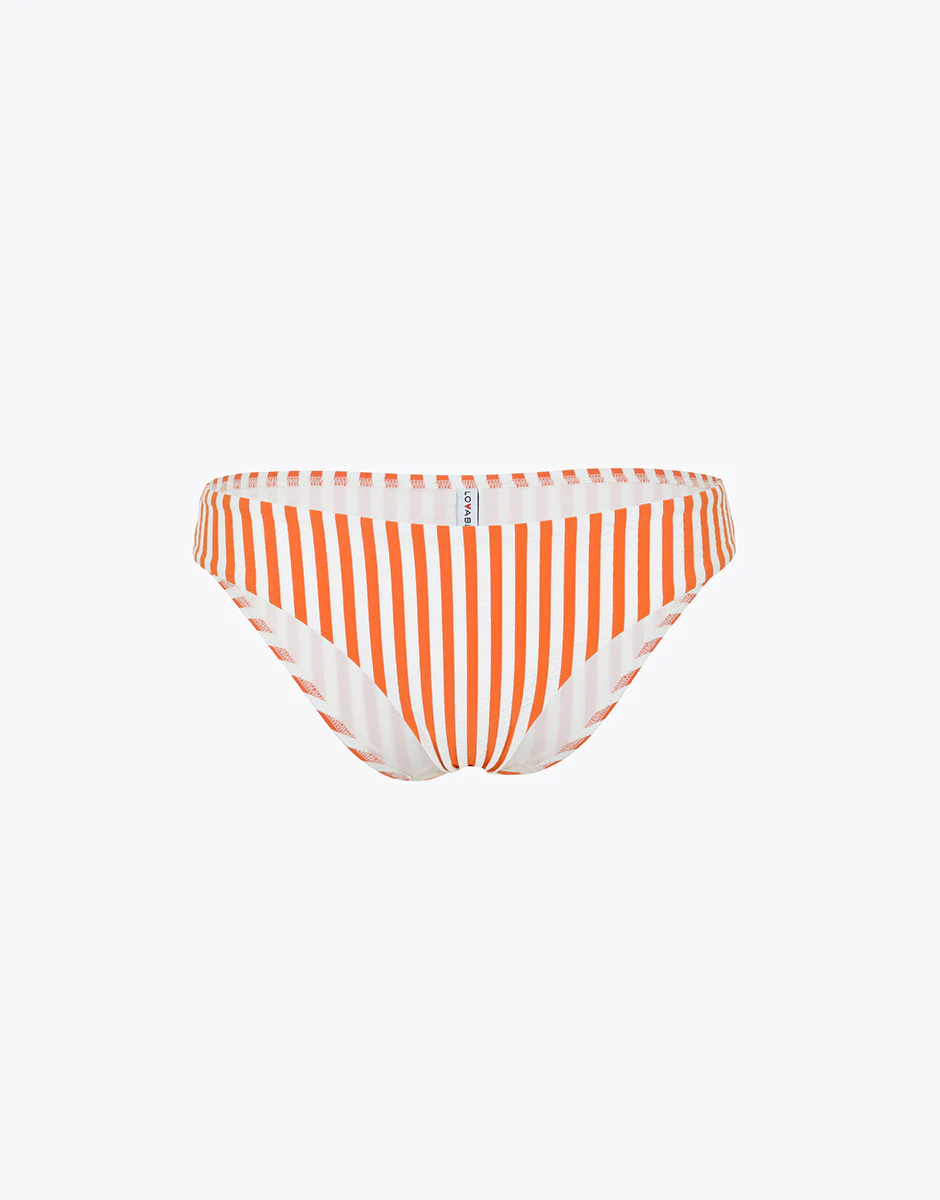 Costume Slip Resort Wavy Micro, righe arancio pesca e avorio - Image 6