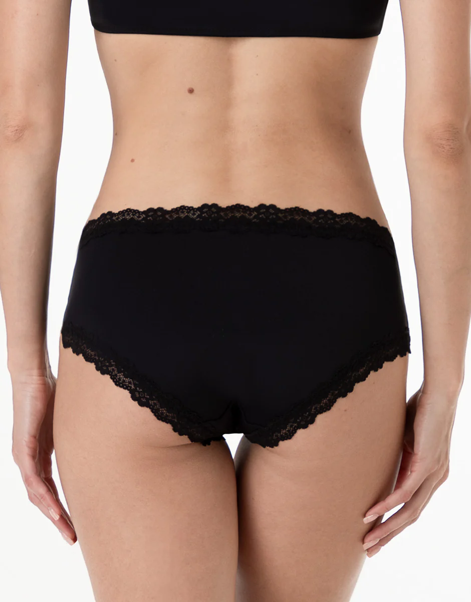 Culotte Lacy Micro in microfibra con pizzo, nero - Image 2