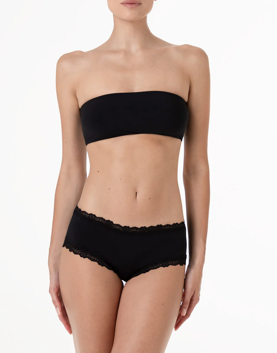 Culotte Lacy Micro in microfibra con pizzo, nero - Image 3