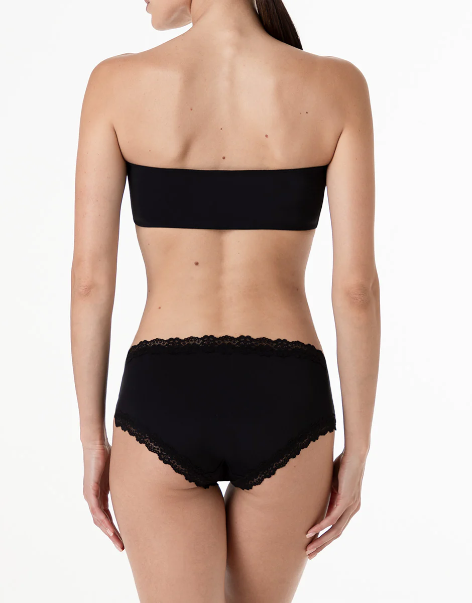 Culotte Lacy Micro in microfibra con pizzo, nero - Image 4