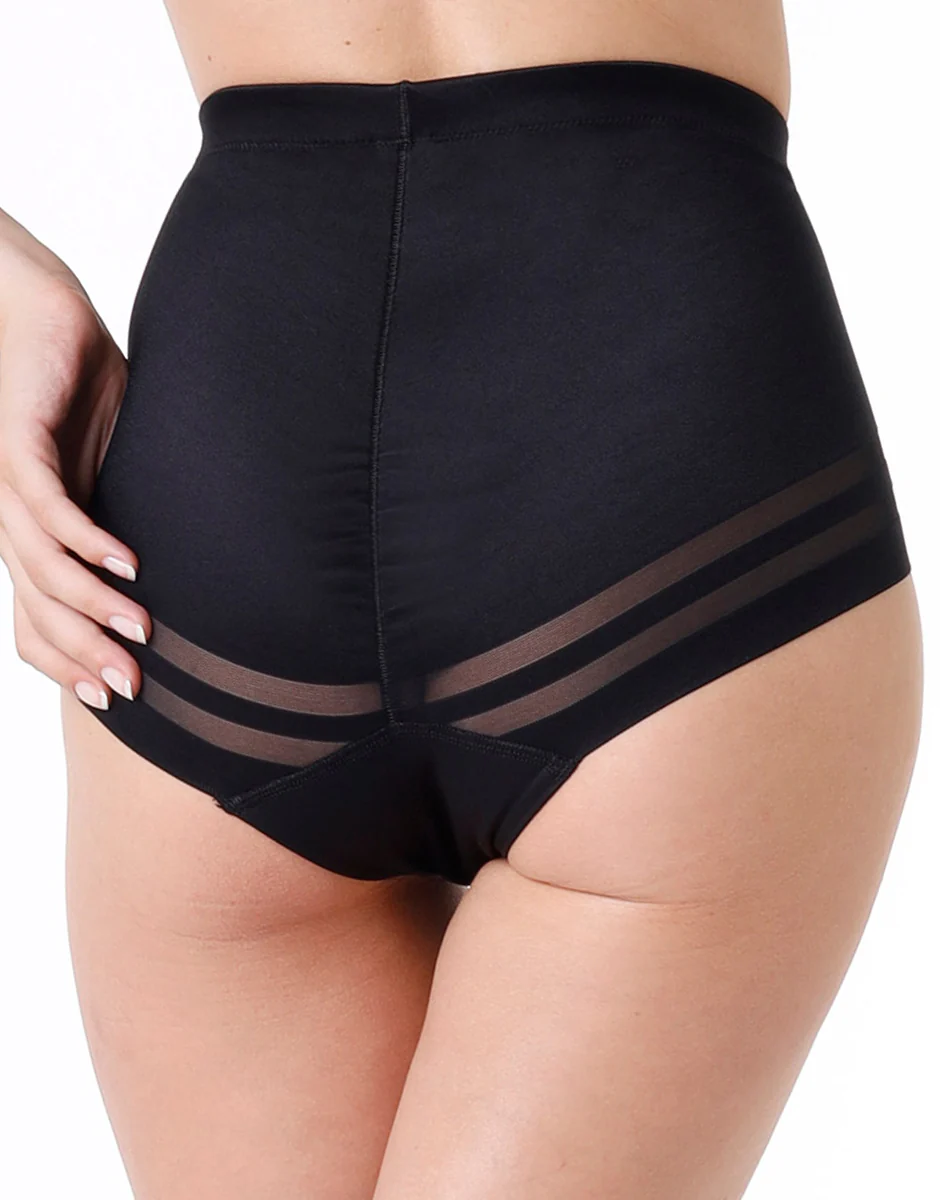 Guaina contenitiva Modern Shaping in microfibra doppiata e tulle, nero - Image 3