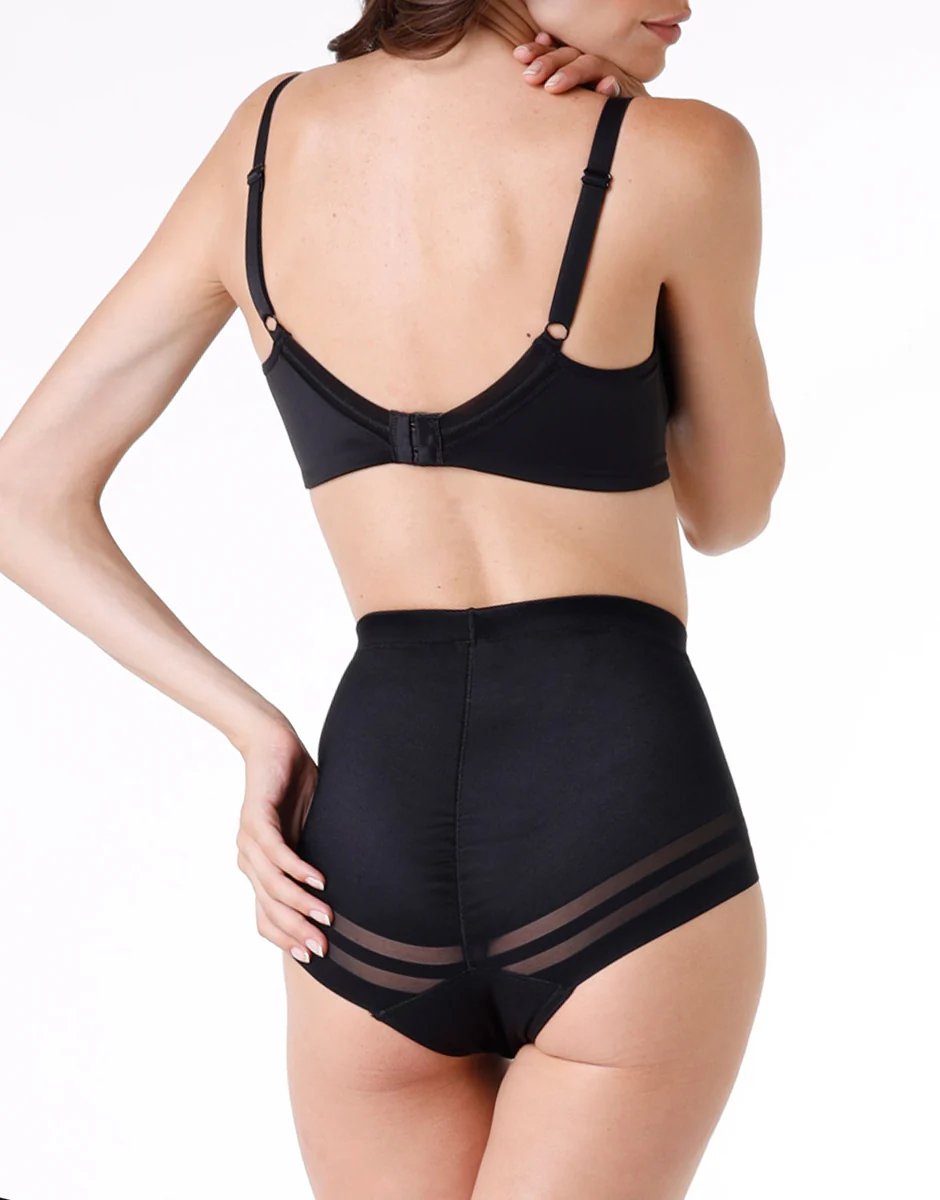 Guaina contenitiva Modern Shaping in microfibra doppiata e tulle, nero - Image 5