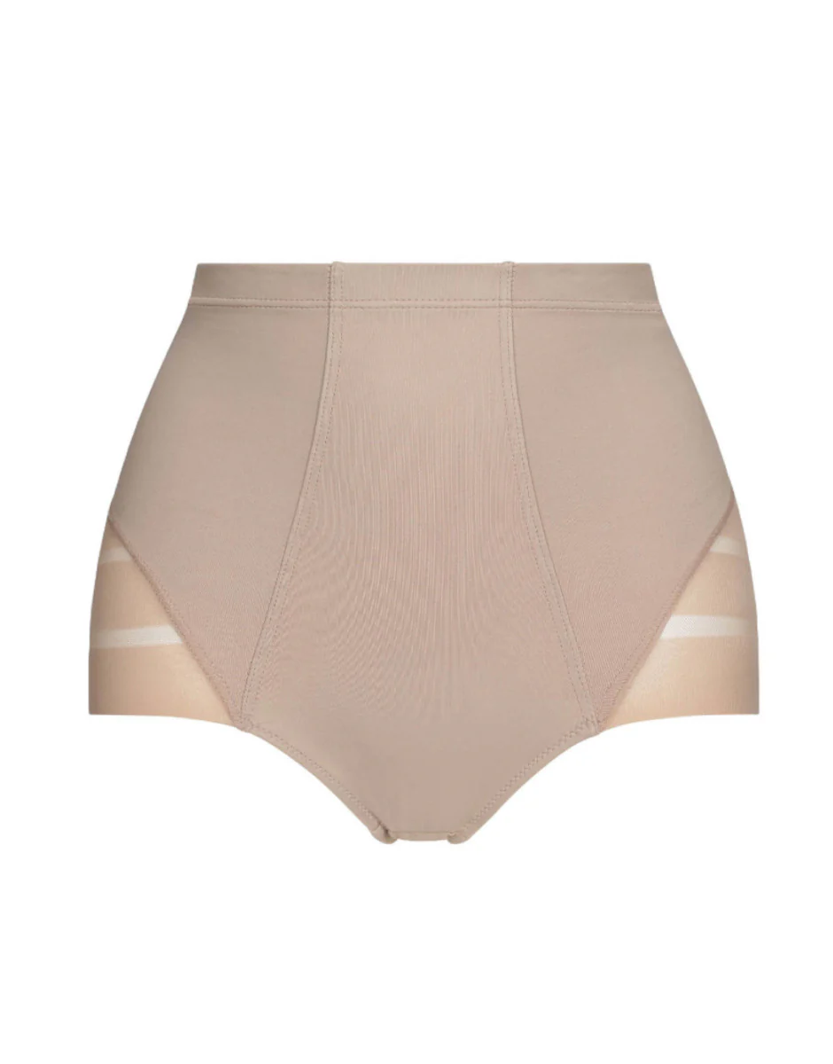 Guaina Vita Alta Fancy Shaping in microfibra modellante e tulle, cipria - Image 5
