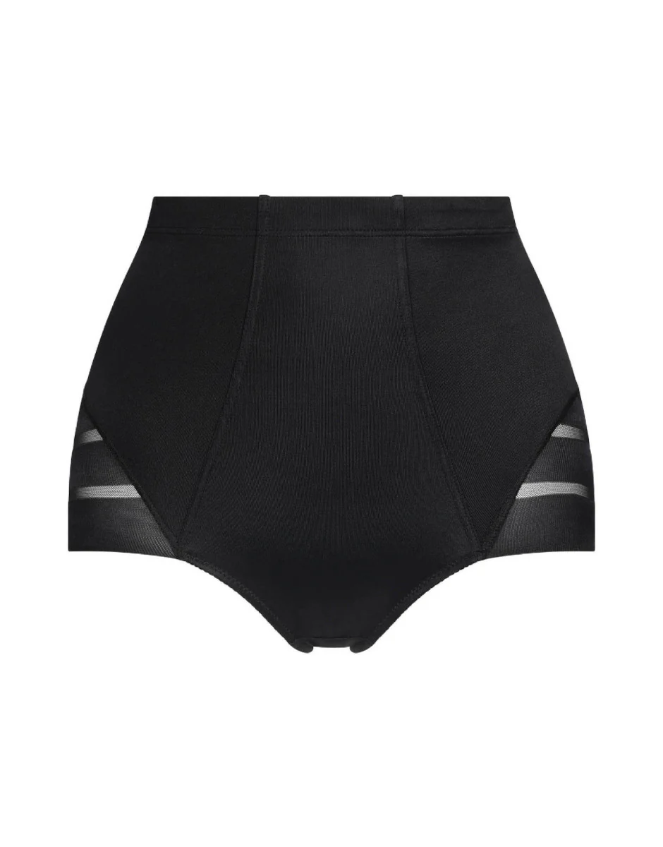 Guaina Vita Alta Fancy Shaping in microfibra modellante e tulle, nero - Image 7