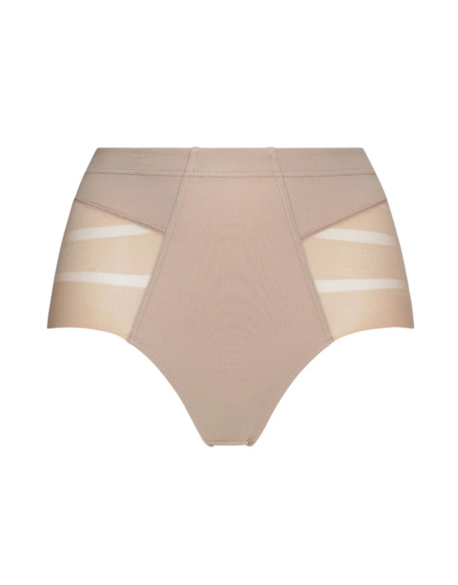 Guaina Vita Media Fancy Shaping in microfibra modellante e tulle, cipria - Image 5