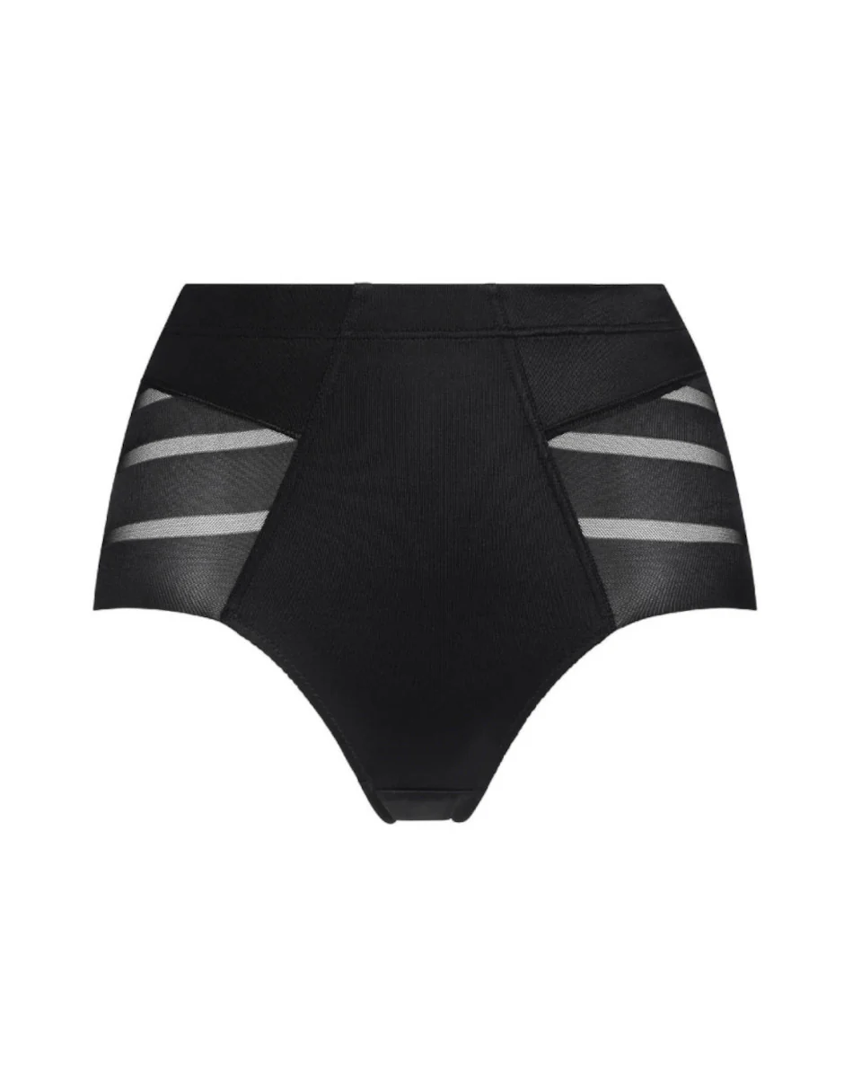 Guaina Vita Media Fancy Shaping in microfibra modellante e tulle, nero - Image 7