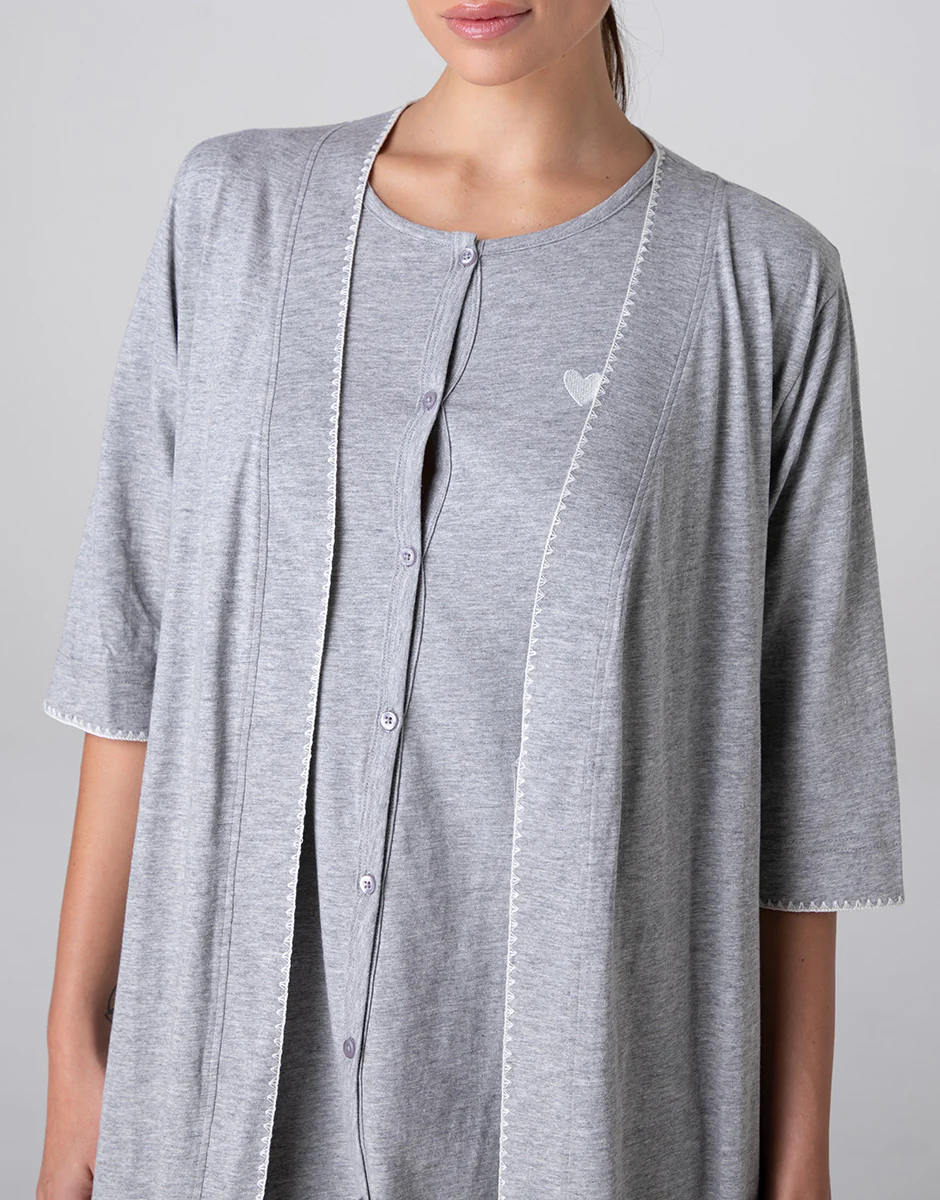 Kimono in Jersey, grigio melange - Image 3
