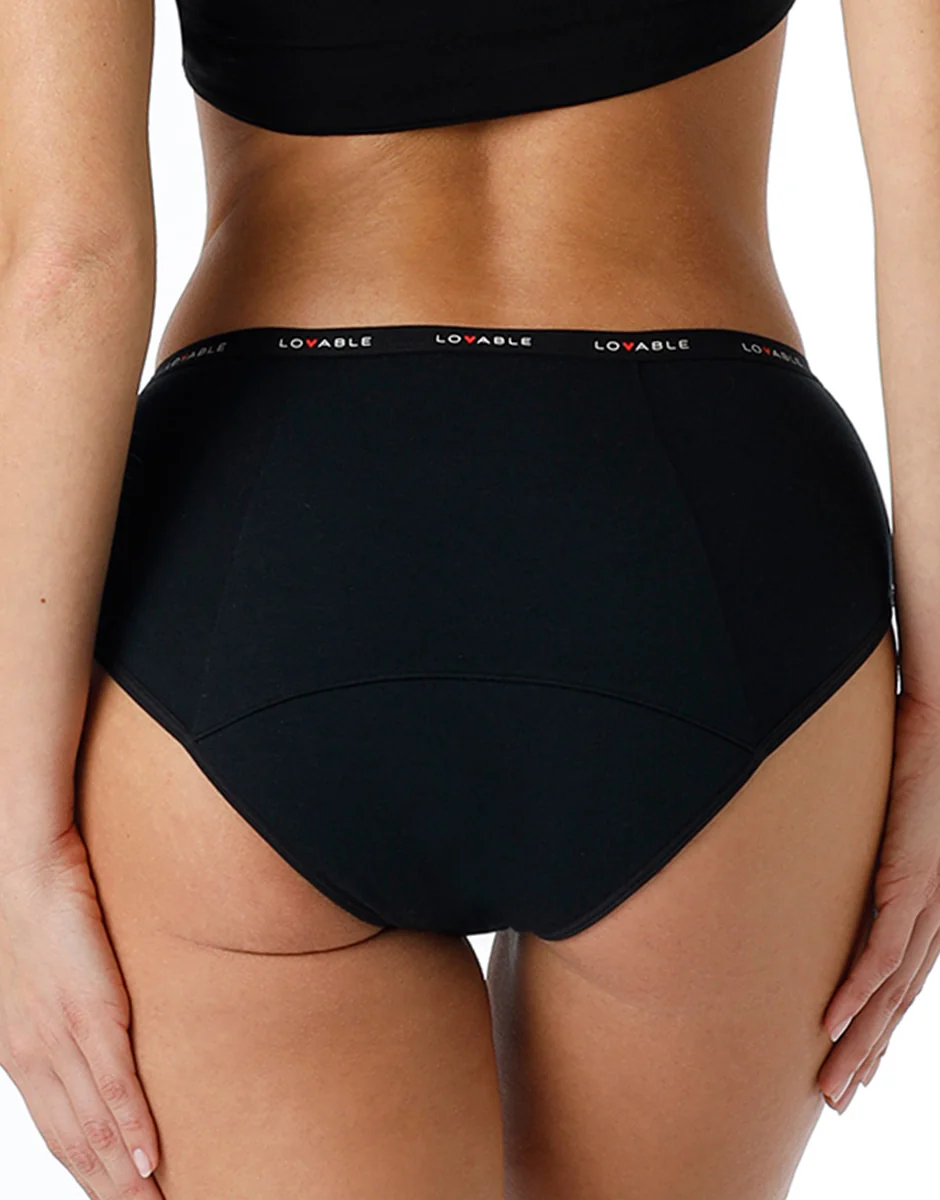 NUOVA culotte da ciclo lavabile flusso abbondante in cotone biologico certificato, nero - Image 3