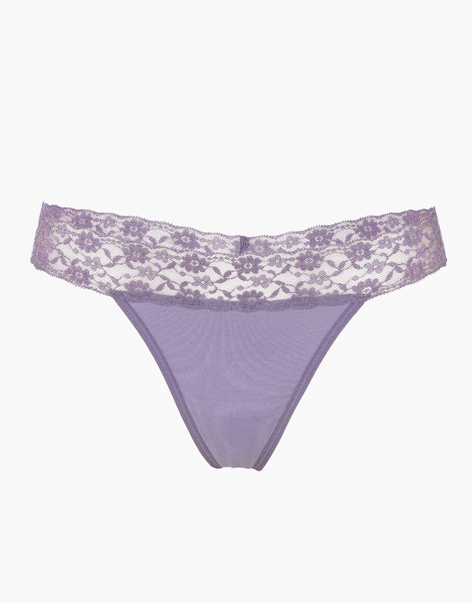 Perizoma Table Panties in cotone e pizzo, violetto - Image 3