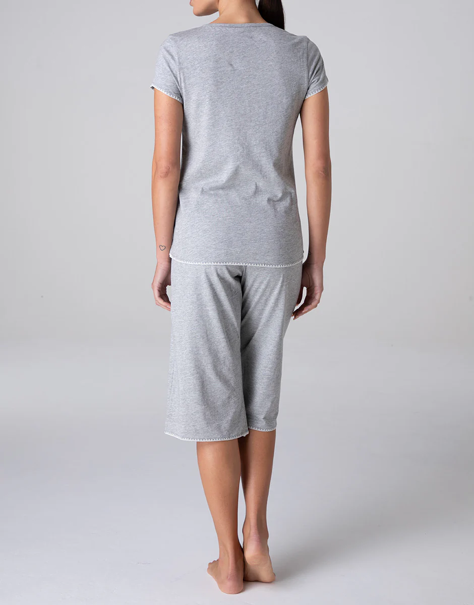 Pigiama Capri in Jersey, grigio melange - Image 2