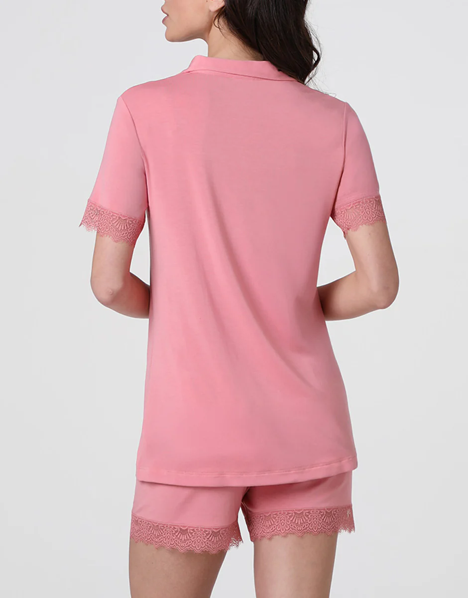 Pigiama Corto Aperto Elegant Modal, rosa malva - Image 3