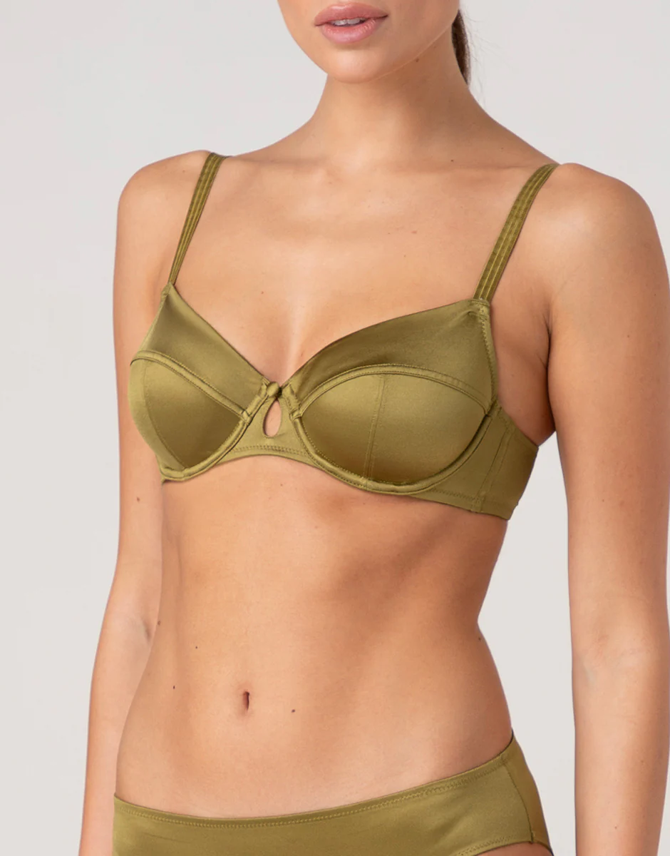 Reggiseno Balconcino con Ferretto Chic Micro in microfibra, verde cardamomo