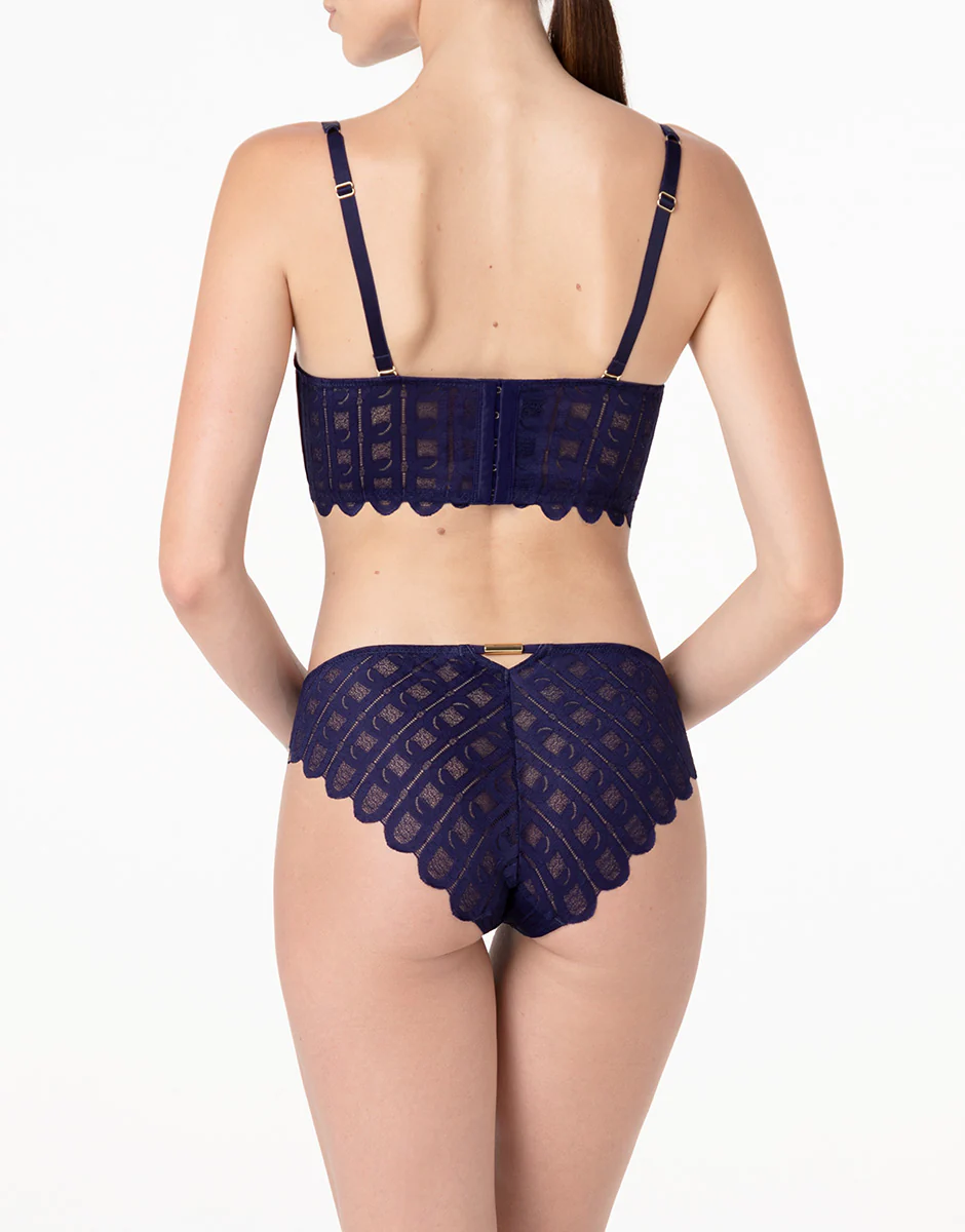 Reggiseno balconette con ferretto L’Allure in pizzo, viola scuro - Image 4