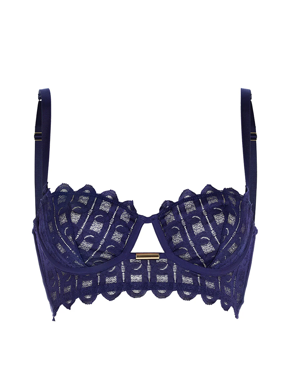 Reggiseno balconette con ferretto L’Allure in pizzo, viola scuro - Image 6