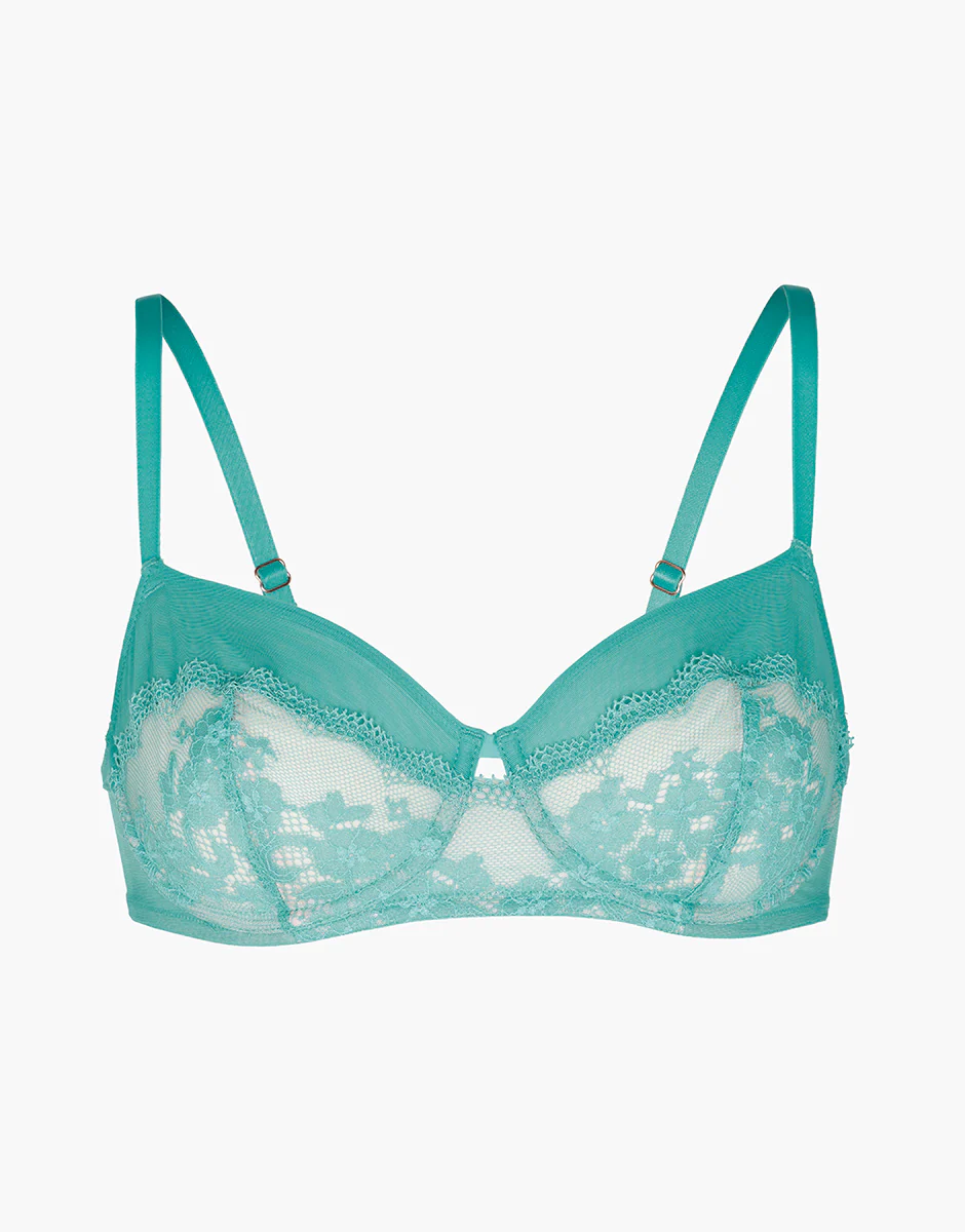 Reggiseno con ferretto balconette Flower Dreams in pizzo e tulle, menta - Image 5