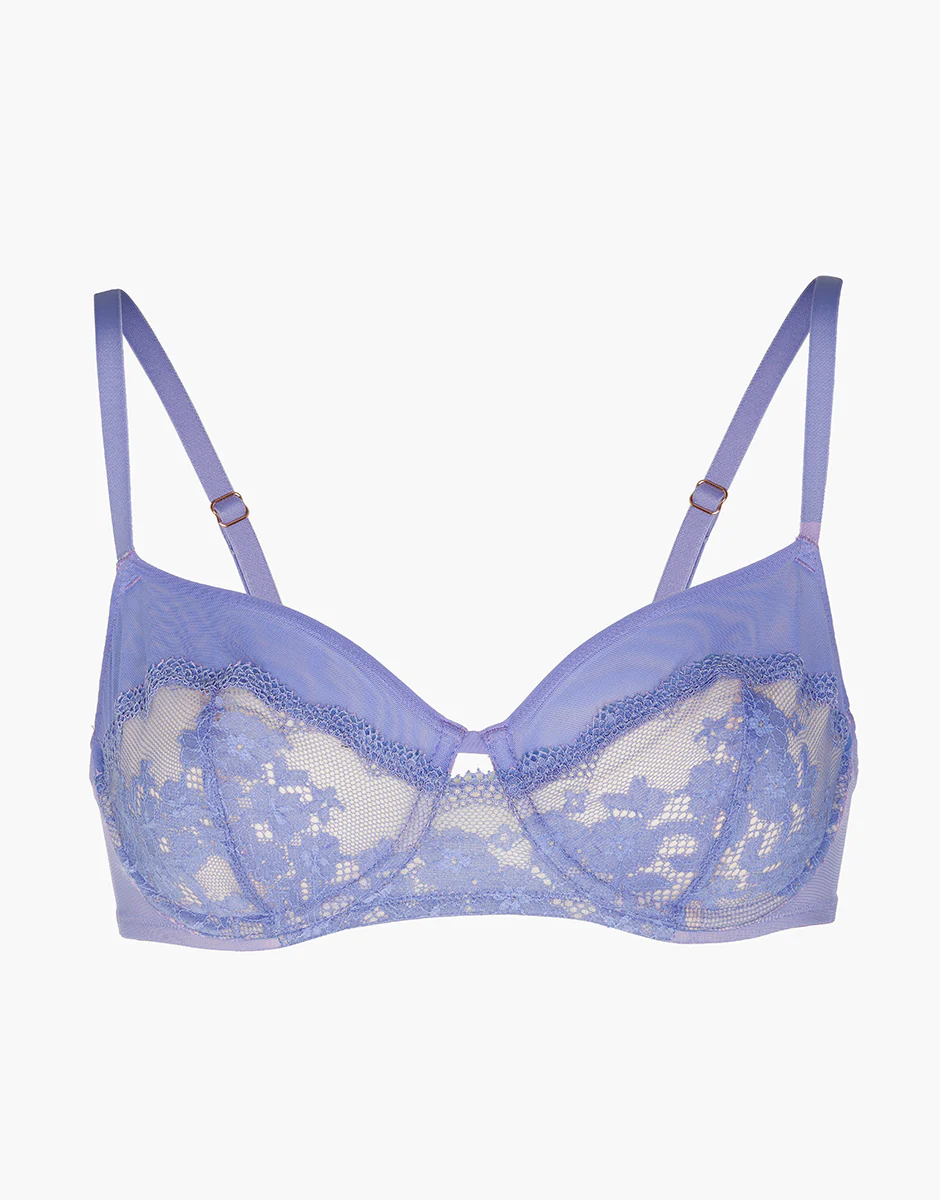 Reggiseno con ferretto balconette Flower Dreams in pizzo e tulle, violetto - Image 6