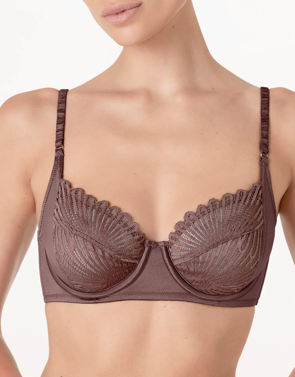 Reggiseno con Ferretto Blowball Lacy Micro in microfibra e pizzo, nocciola - Image 5