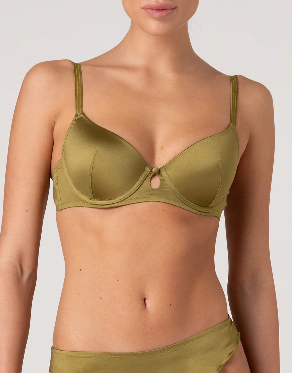 Reggiseno Imbottito con Ferretto Chic Micro in microfibra, verde cardamomo