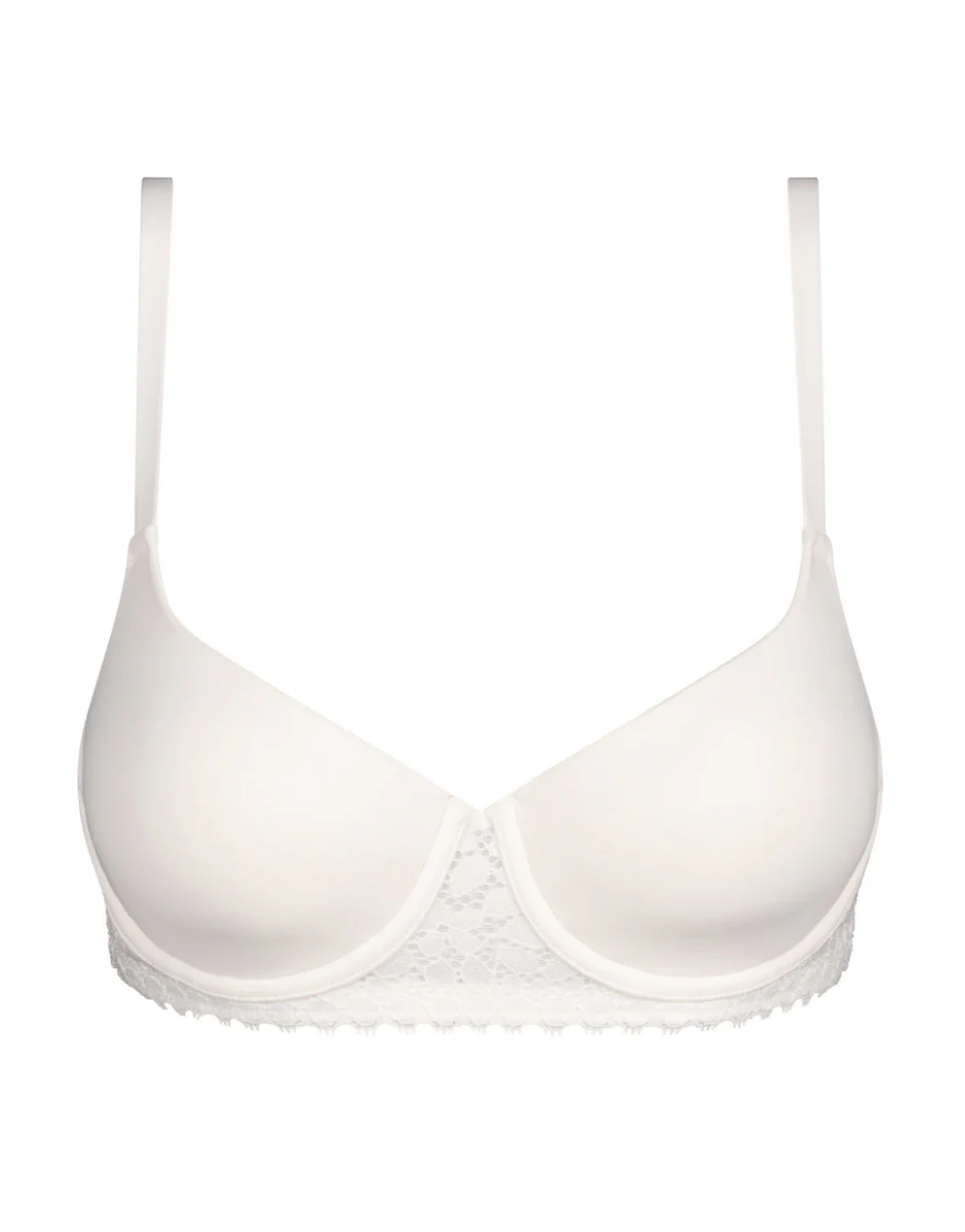 Reggiseno imbottito con ferretto Value Elegance in microfibra e pizzo, bianco - Image 6