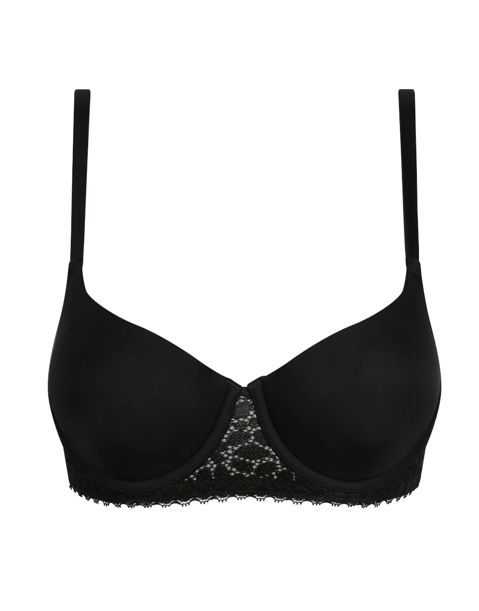 Reggiseno imbottito con ferretto Value Elegance in microfibra e pizzo, nero - Image 6
