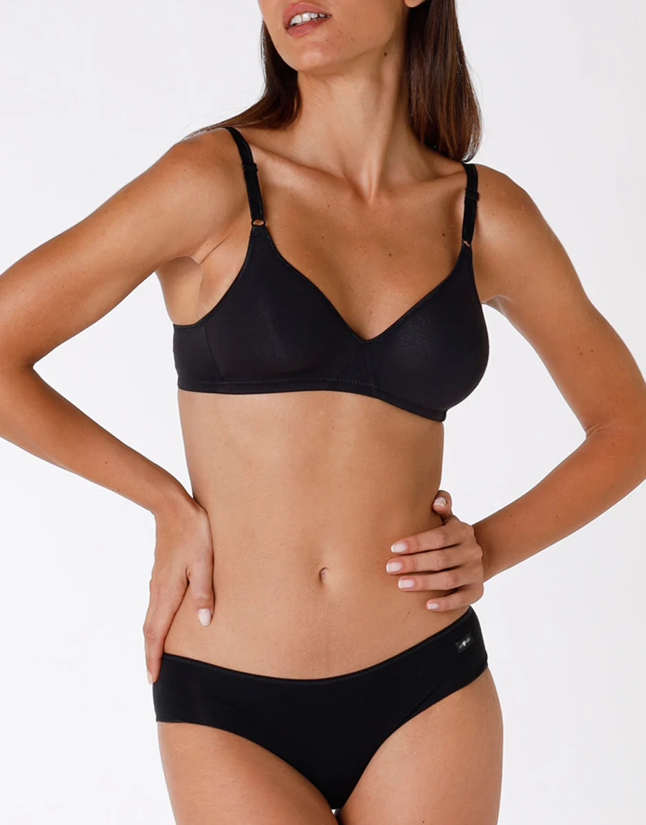 Reggiseno senza ferretto Cotton Line in cotone, nero - Image 4