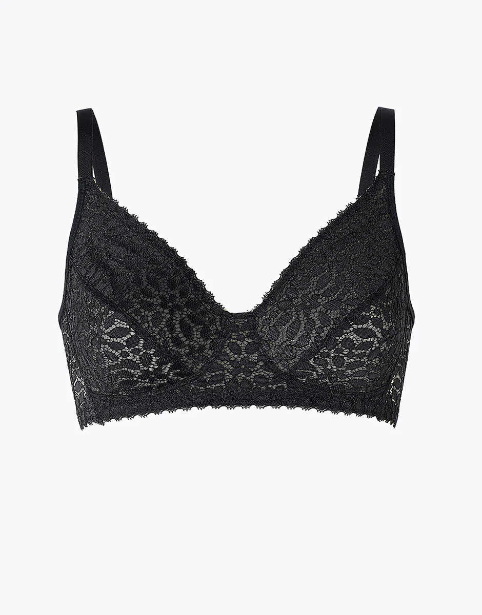 Reggiseno senza ferretto Value Elegance in pizzo elastico, nero - Image 6