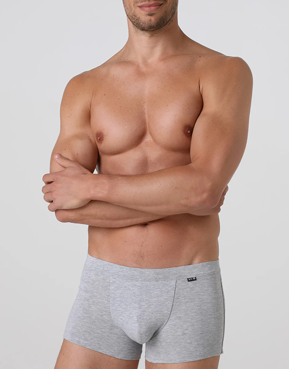 Short boxer Cotton Stretch grigio melange in cotone elasticizzato