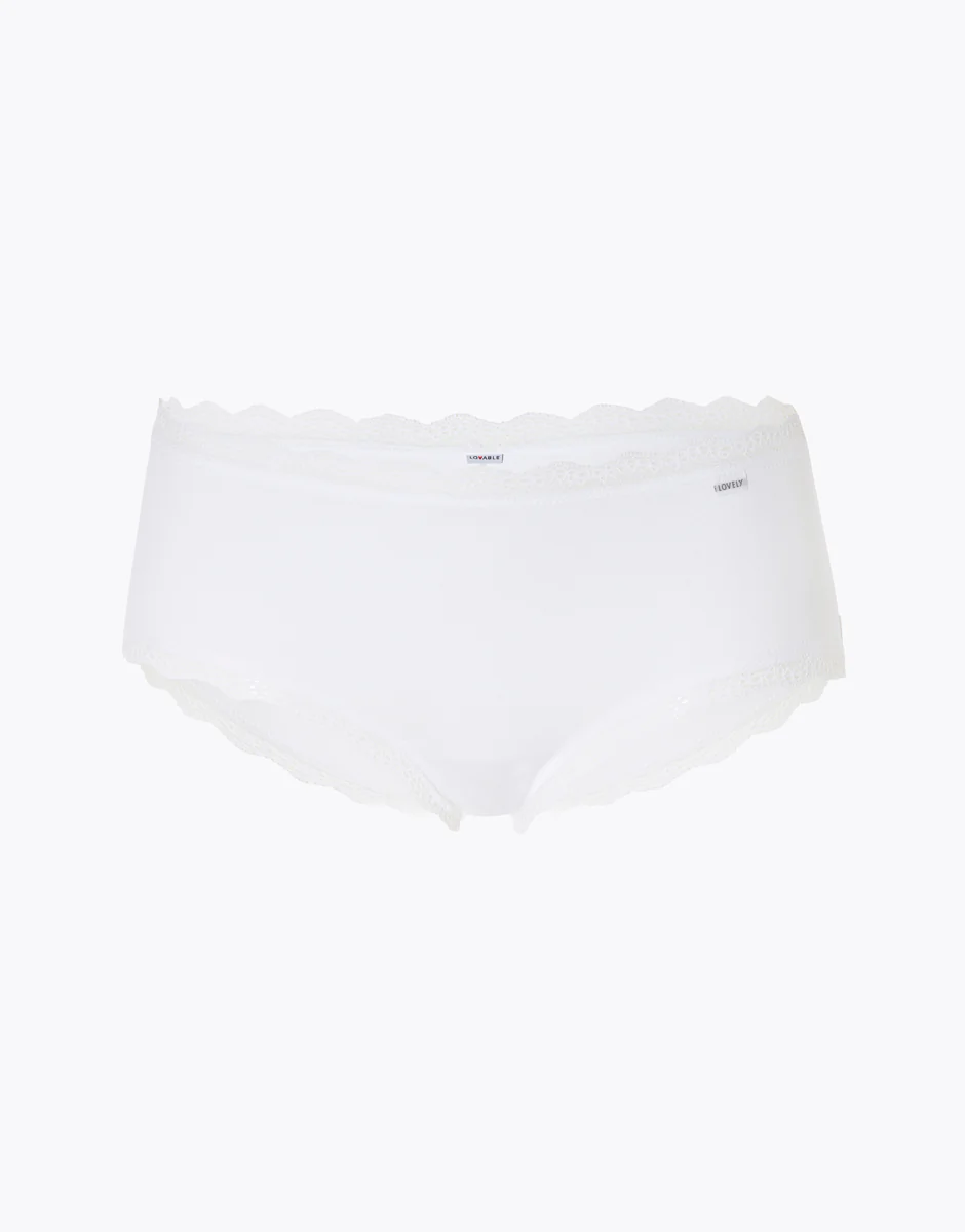 Shorty lovely in cotone elasticizzato e pizzo, bianco - Image 6