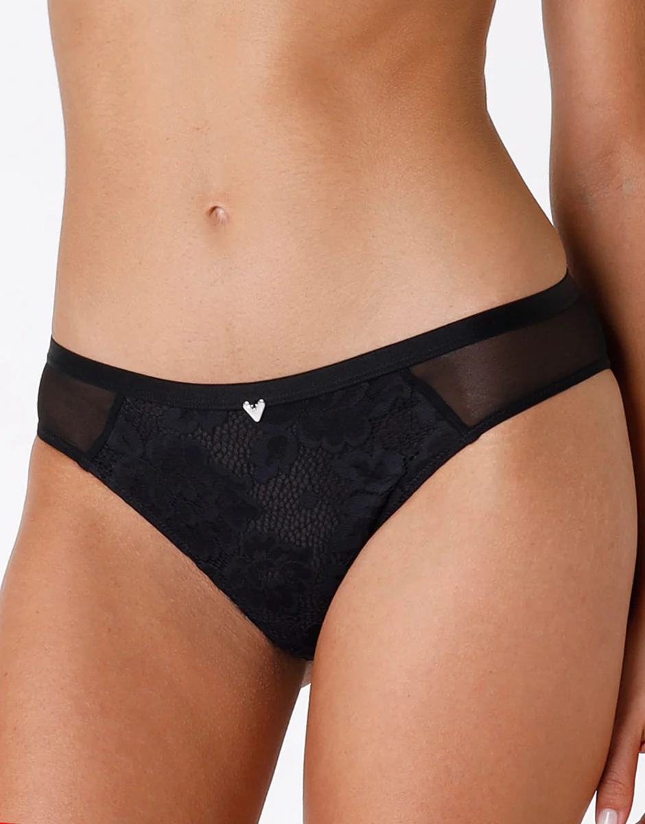 Slip Anniversary Lace in pizzo riciclato e tulle, nero - Image 2