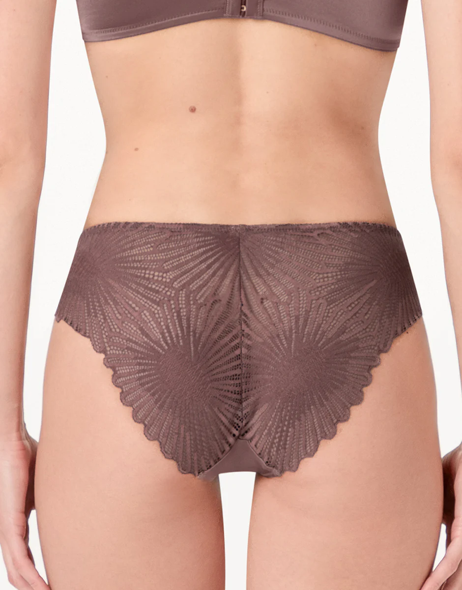 Slip Blowball Lacy Micro in microfibra e pizzo, nocciola - Image 2