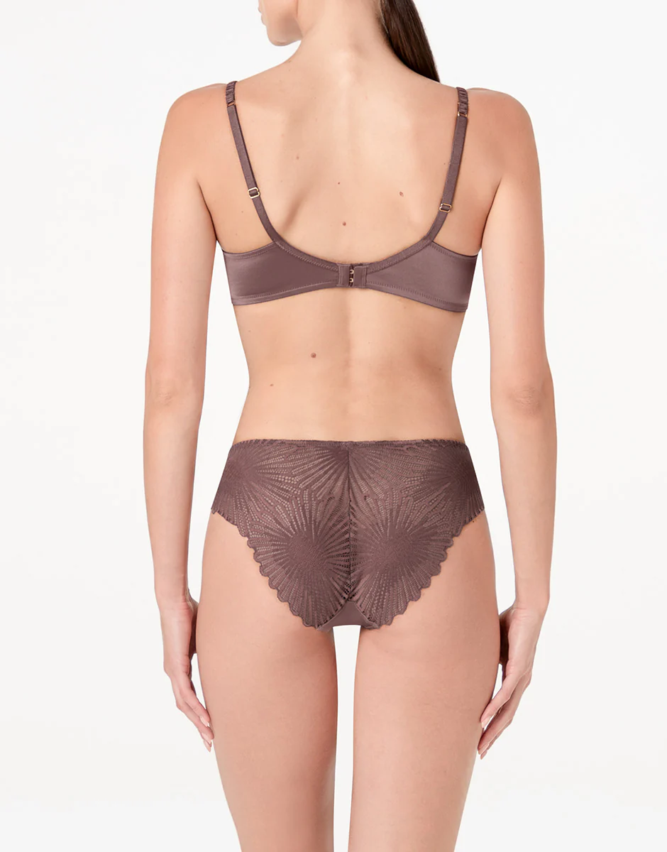 Slip Blowball Lacy Micro in microfibra e pizzo, nocciola - Image 4
