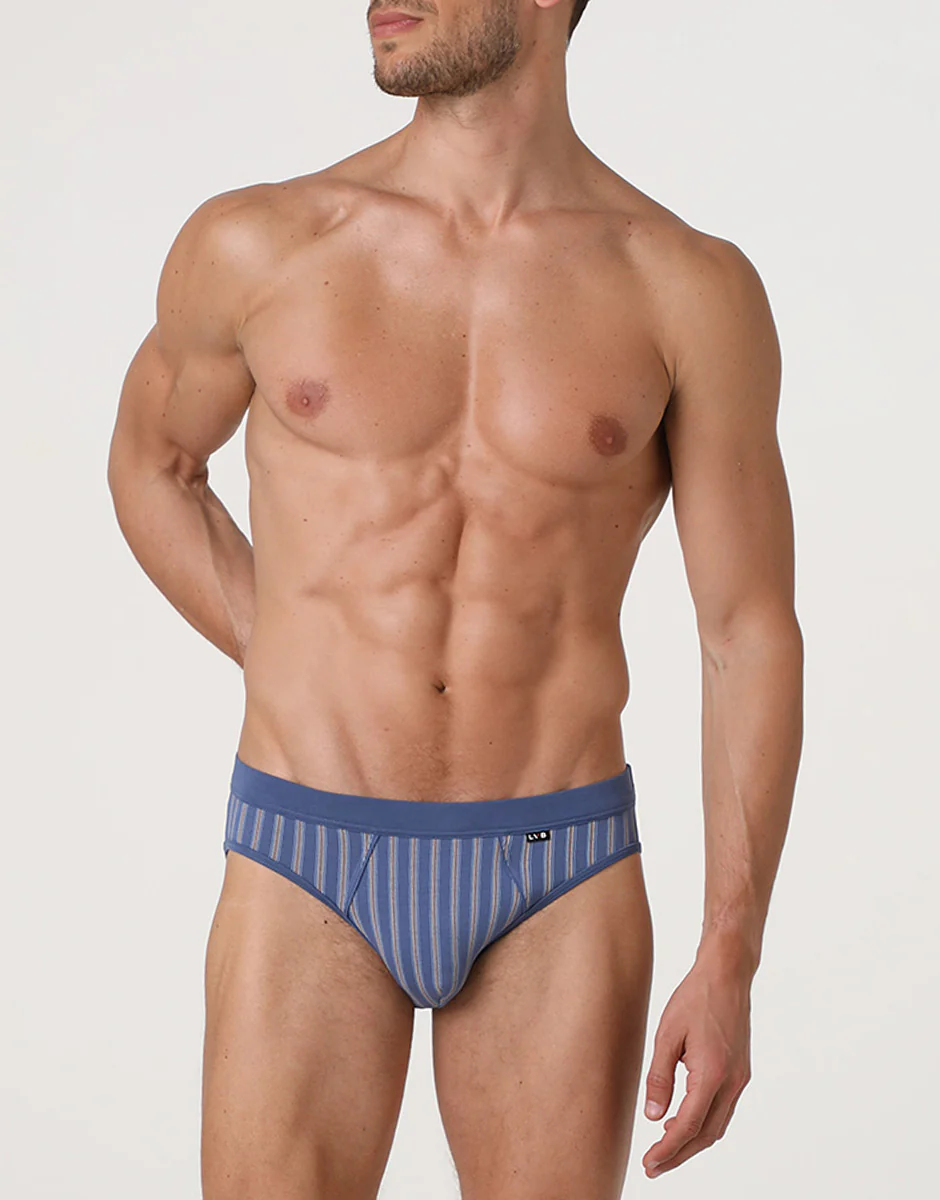 Slip Casual Stretch Cotton, avio scuro righe