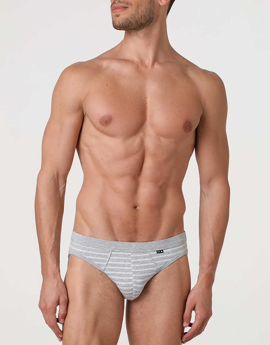Slip Jacquard Cotton Modal, grigio melange righe