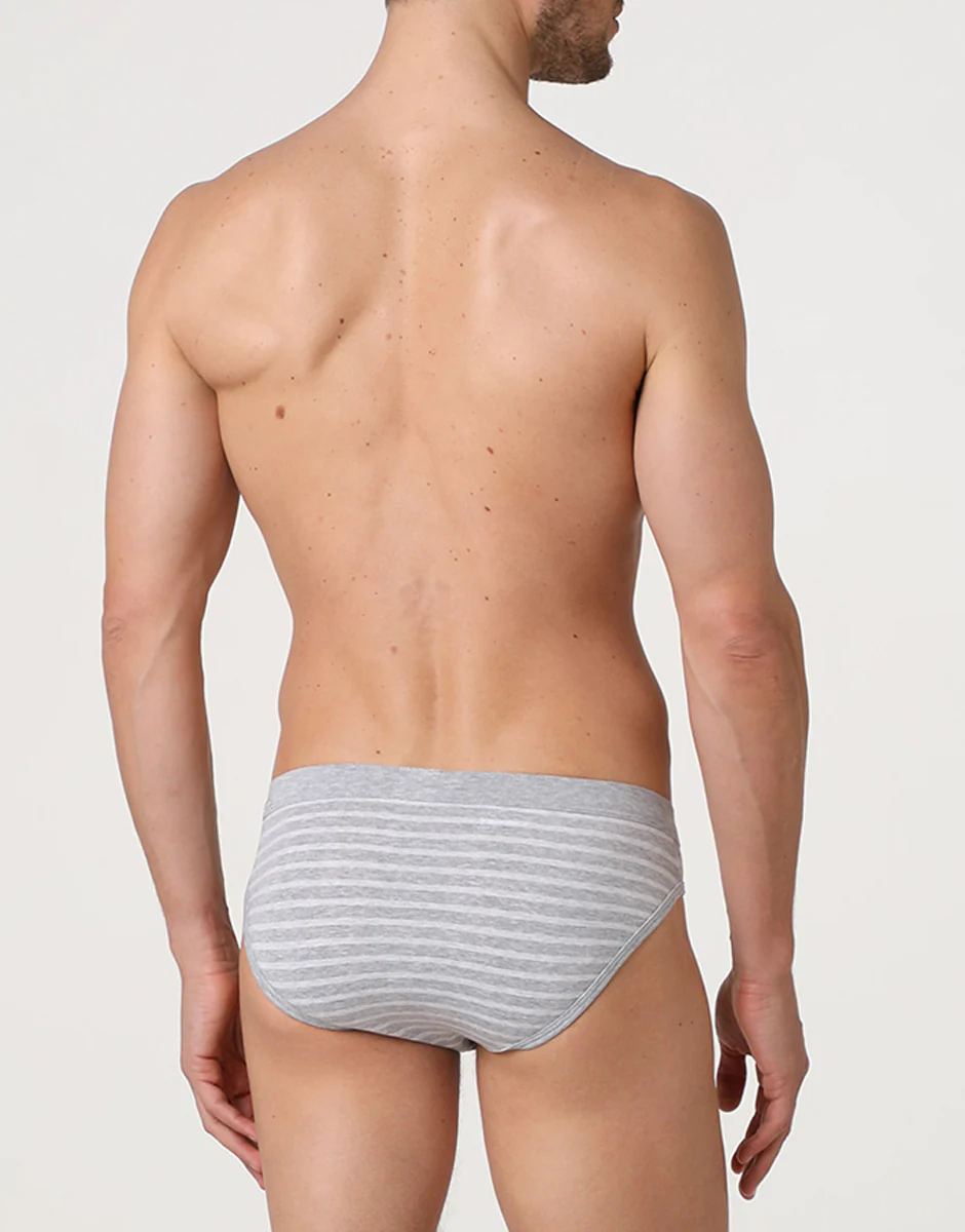 Slip Jacquard Cotton Modal, grigio melange righe - Image 2